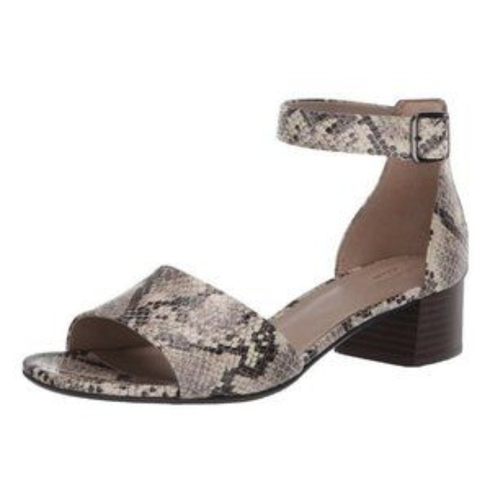 Clarks  Elisa Dedra Heeled Sandal, Taupe Snake Women Size 8 M     NIB